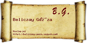 Beliczay Géza névjegykártya
